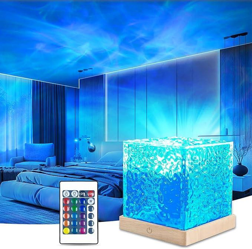 Summer Gift: Northern Lights Aurora and Ocean Vibe Projector, Sixteen Color Lights, 3D Starry Night Water Vibe Effect, Perfect for Bedroom Decor Tiktokshopblackfriday