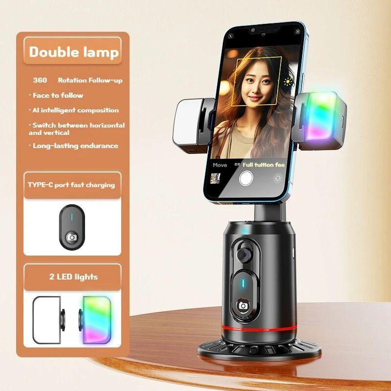 【Roreta 3C Digital Store】Auto Face Tracking Phone Holder,Optional 66.9" Mobile Phone Tripod and Wireless Remote Control Page Turer.Easy to Carry and Travel,Stable and Durable Adjustable Selfie