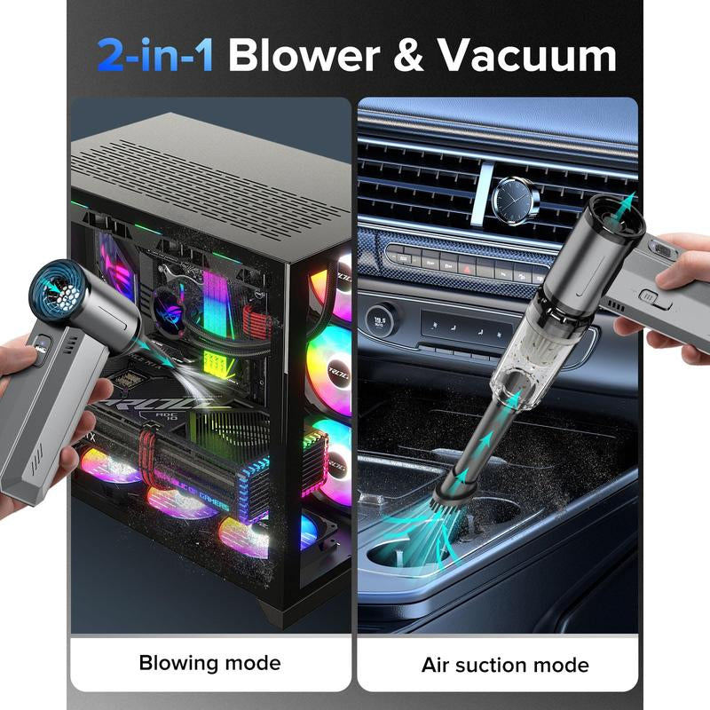 F72 Portable Handheld Air Blower & Vacuum, Rechargeable High-Speed Turbo Fan, 130,000 Rpm Electric Air Duster, Multifunctional Outdoor Vacuum Cleaner for Computer, Keyboards, Car Cleaning