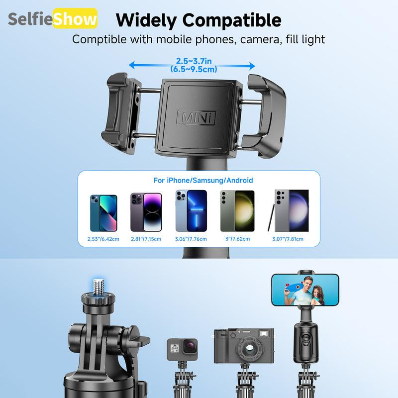 Smart AI Facial Recognition Phone Tripod, 360° Mobile Phone Pan & Tilt Stand, Outdoor Panoramic Tracking & Stabilization for Home & Outdoor Use