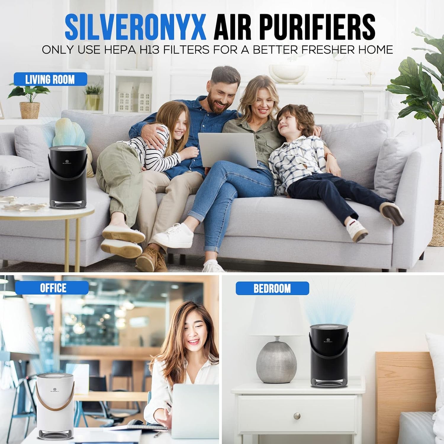 HEPA Air Purifier for Home Allergies Pets Hair in Bedroom, True HEPA Filter 3-In-1 Cleaner, Removes Pet Dander, Odor, Dust, in Living Room, Office, Desktop, Portable, Sleep Mode, 3-Speed, Black
