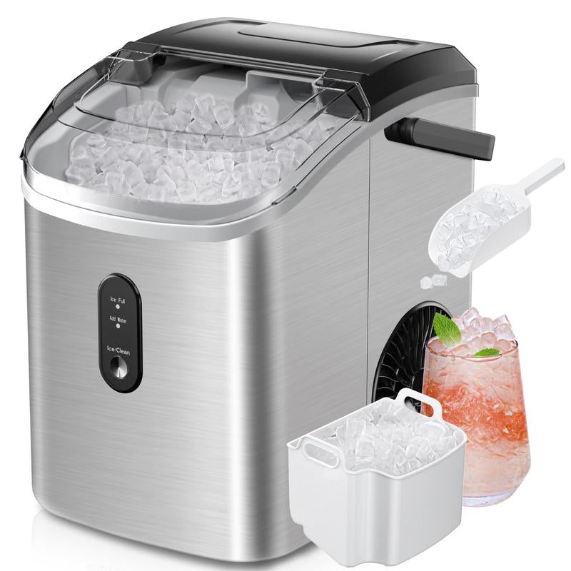 EUHOMY Nugget Ice Makers Countertop, Pebble Ice Maker Machine with 35Lbs/24H&33Lbs/24H Soft Ice, Self-Cleaning Sonic Ice Maker with Ice Scoop&Basket, Utensils, Pellet Ice Maker for Home/Kitchen/Office