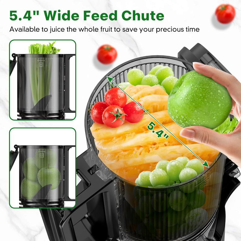 LQZ Cold Press Juicer-Slow Masticating Machines, 350W, 4.3" Feed Chute for Whole Fruits & Vegetables,High Juice Yield,Easy to Clean
