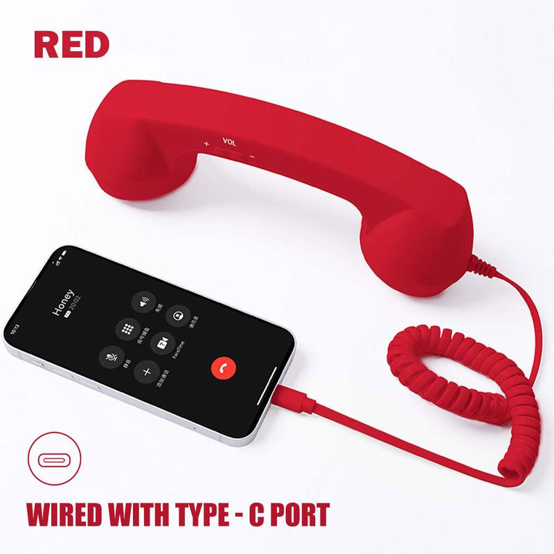 Retro Selected-Bluetooth Phone Handset - Wireless/Wired & USB Mobile Phone Receiver for Comfortable Calls, Type-C Port, Tech Gadget, Phone Accessory