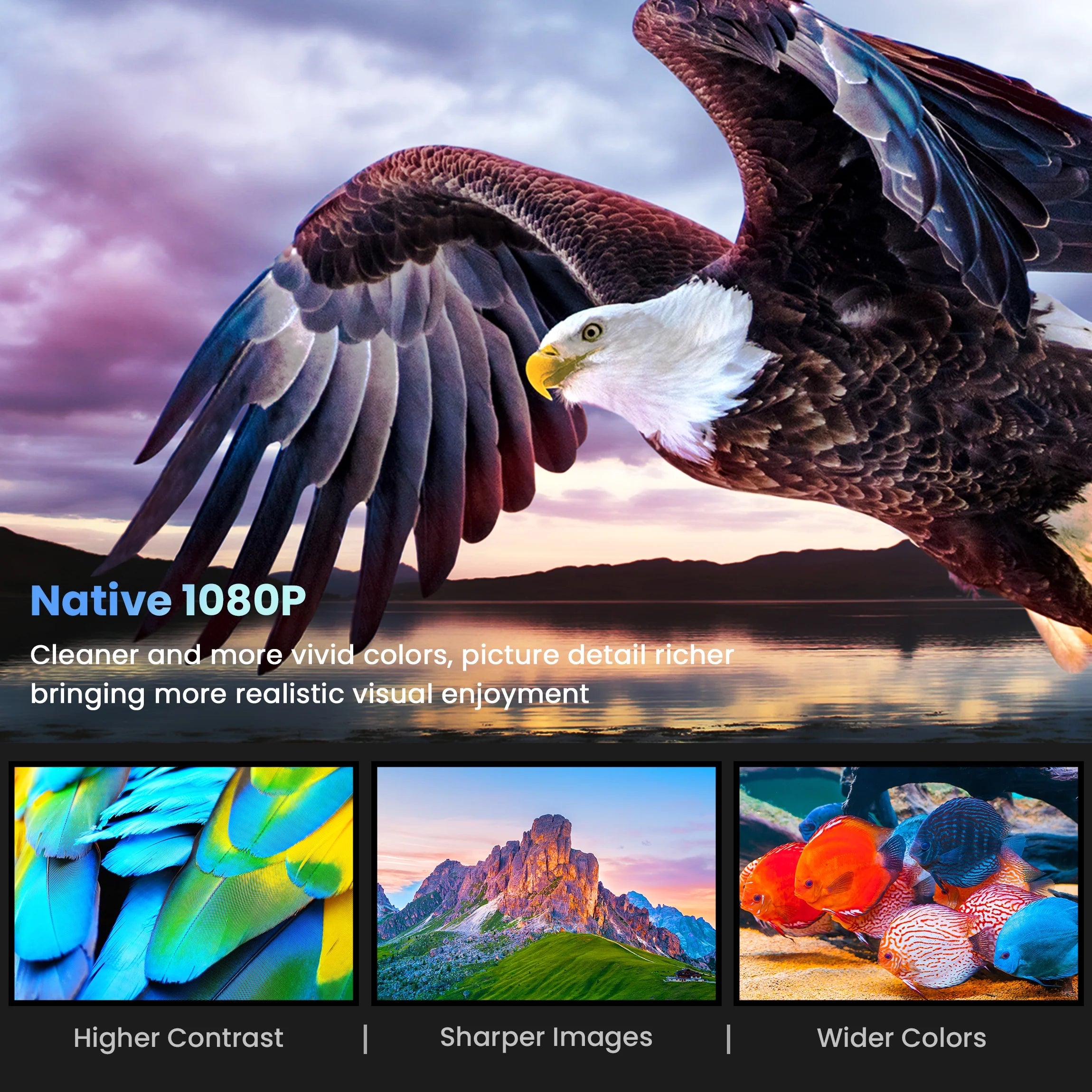 Wifi Bluetooth Projector, Portable Movie Projector Native 1080P for Home &Outdoor, Full HD Video Projector Compatible with Phone/Laptop/Pc/ TV Stick/Usb/Sd Card (Tripod Included)