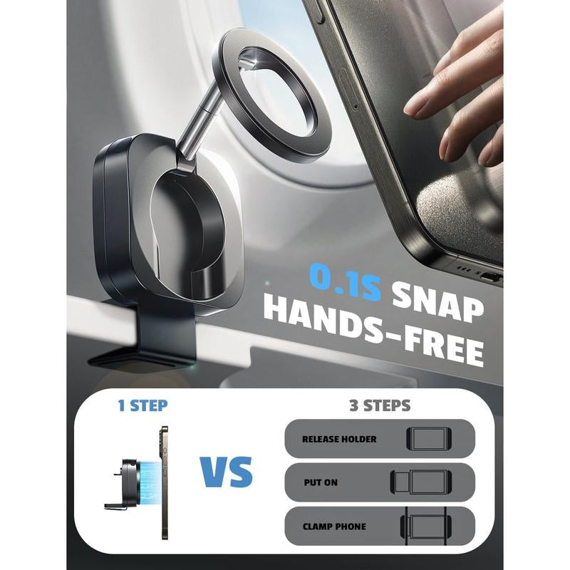 LISEN for Magsafe Airplane Phone Holder Travel Essentials, Universal Handsfree Airplane Accessories Must Haves Plane Phone Mount Travel Essentials for Flying Gifts Fits Iphone 15 Pro Max 14 13 12