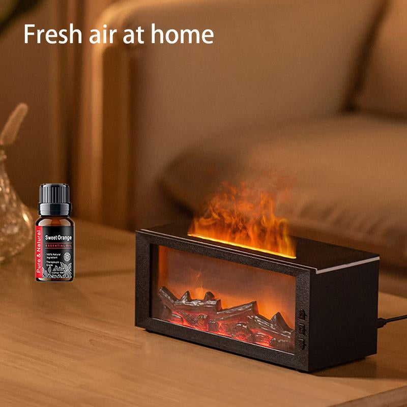 Fireplace Aroma Diffuser Creative Flame Humidifier Waterless Auto-Off Protection with Remote and Realistic Fireplace Night Light Fire Diffuser Bourbon Whisker Humidifier