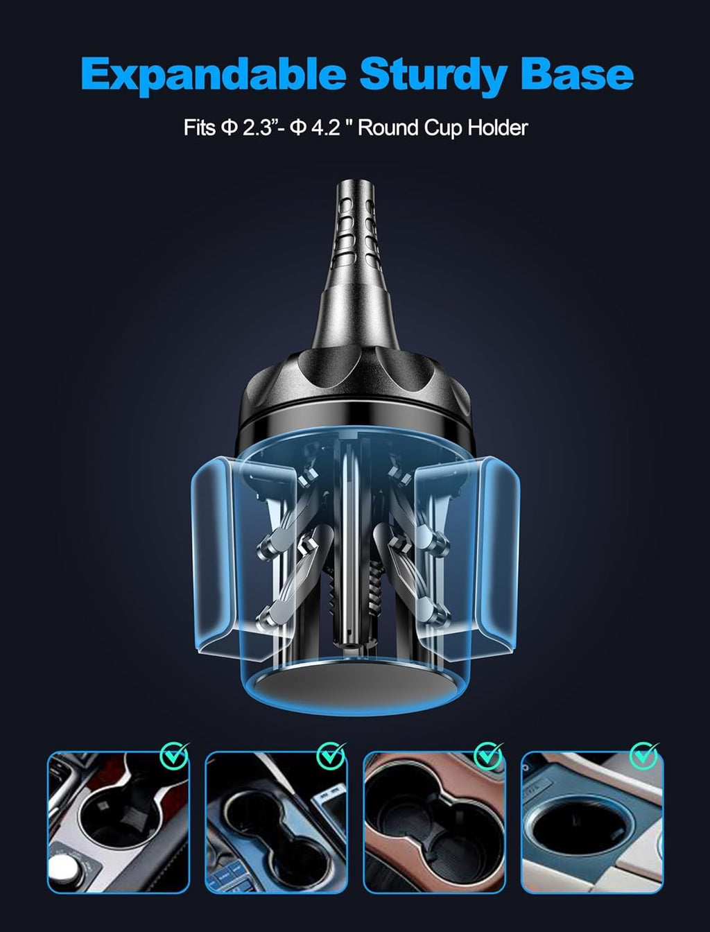 Cup Phone Holder for Car [Upgraded Adjustable Gooseneck & Firmly Stable] Car Phone Mount Cell Phone Automobile Cradles for Iphone 16 and All 4-7 Inches Smartphone(Black)