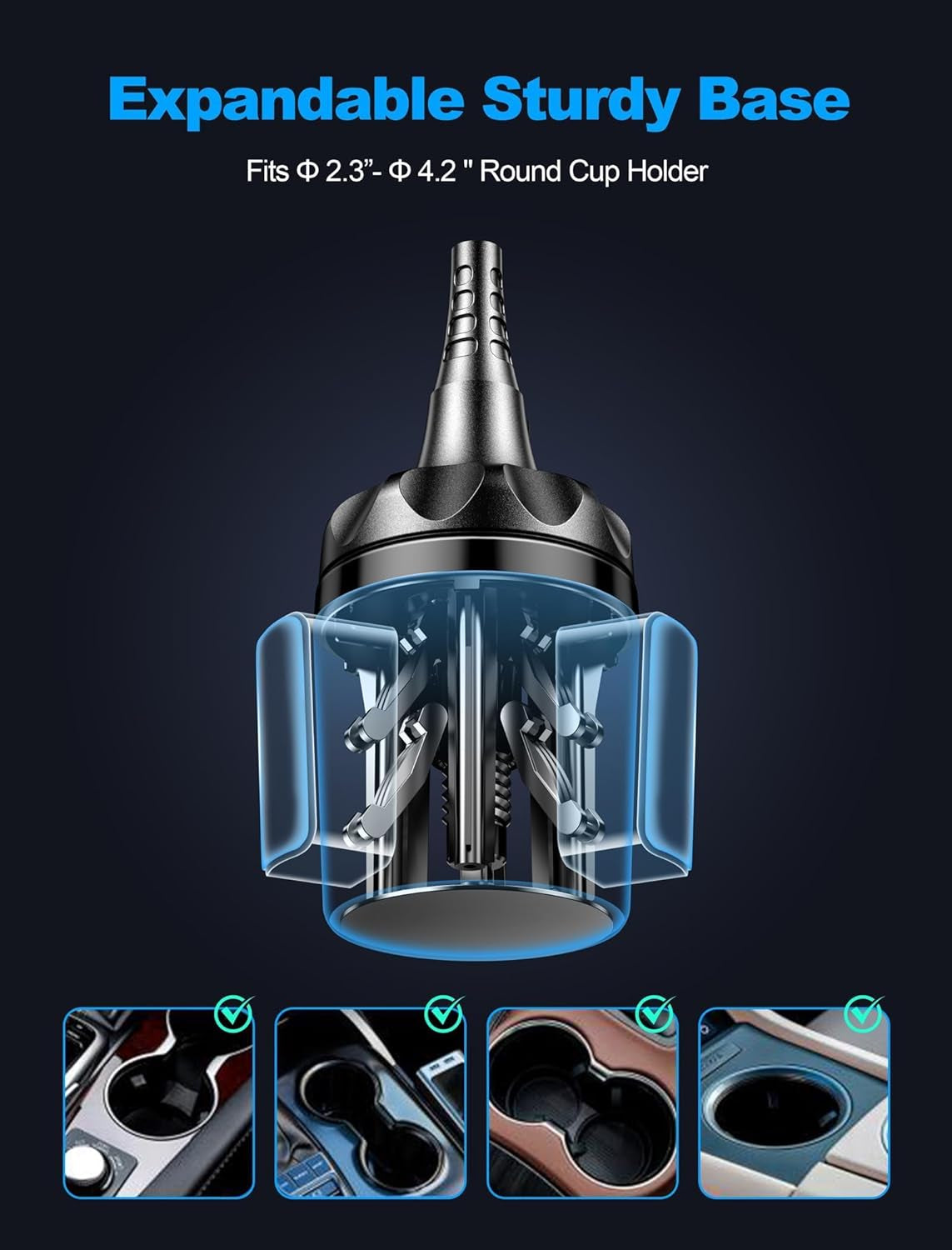 Cup Phone Holder for Car [Upgraded Adjustable Gooseneck & Firmly Stable] Car Phone Mount Cell Phone Automobile Cradles for Iphone 16 and All 4-7 Inches Smartphone(Black)