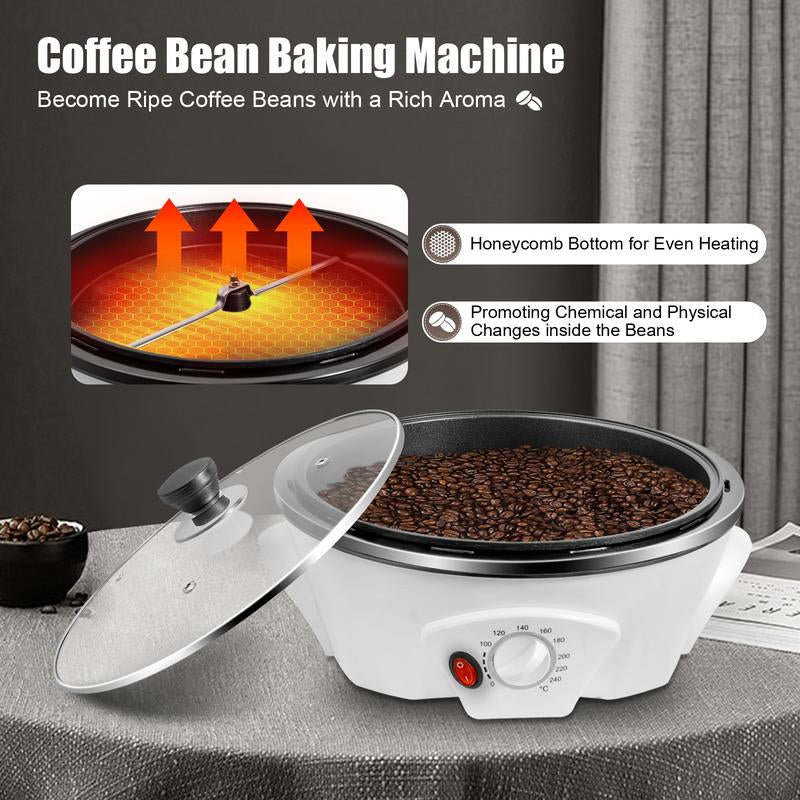 Household Coffee Beans Baking Machine, Electric Coffee Roaster Machine,0-240°Temperature Adjustment, Coffee Bean Roaster Machine Non Stick Popcorn Maker