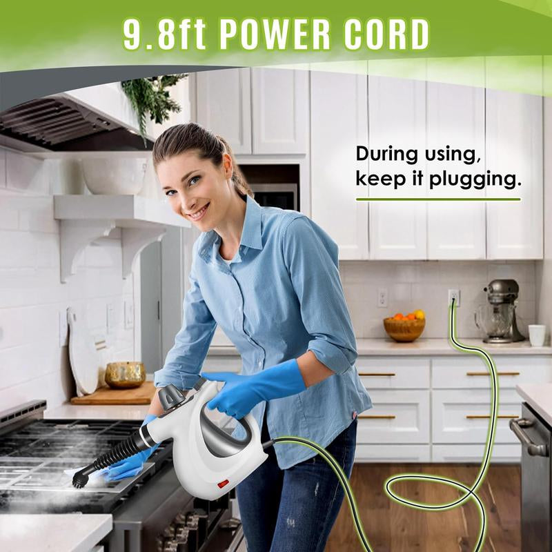 Phueut Pressurized Handheld Multi-Surface Natural Steam Cleaner with 12 Pcs Replacement Parts , Multi-Purpose Steamer for Home Use, Kitchen and Car