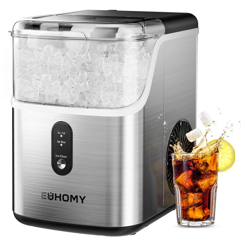 EUHOMY Nugget Ice Makers Countertop, Pebble Ice Maker Machine with 35Lbs/24H&33Lbs/24H Soft Ice, Self-Cleaning Sonic Ice Maker with Ice Scoop&Basket, Utensils, Pellet Ice Maker for Home/Kitchen/Office