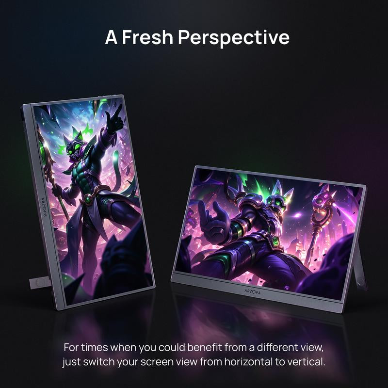 ARZOPA Portable Monitor 16.1"/17.3" FHD 1080P 60Hz/144Hz Laptop Screen Extender for PC Mac Xbox Switch PS5 Iphone IPS Display Computer Display HDR External Screen Game Workfromhome
