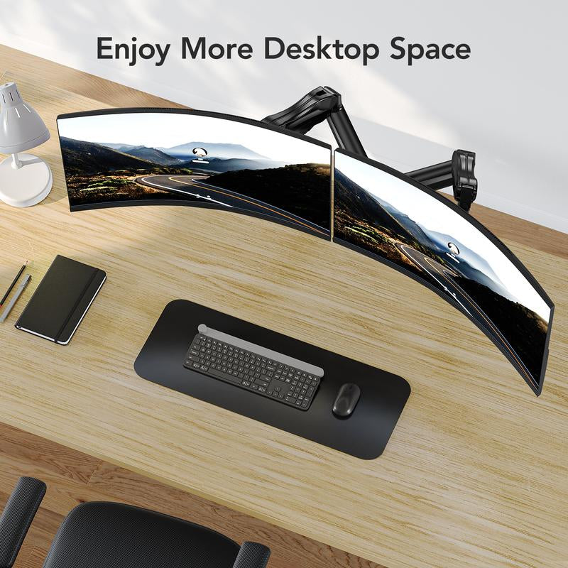 HUANUO Dual/Single Monitor Stand - Grommet Mounting Base for 13''-32'' Screens - Each Arm Holds 4.4 to 19.8Lbs-Full Adjustable Monitor Desk Mount Swivel Vesa Bracket with C Clamp