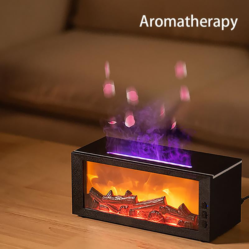 Fireplace Aroma Diffuser Creative Flame Humidifier Waterless Auto-Off Protection with Remote and Realistic Fireplace Night Light Fire Diffuser Bourbon Whisker Humidifier