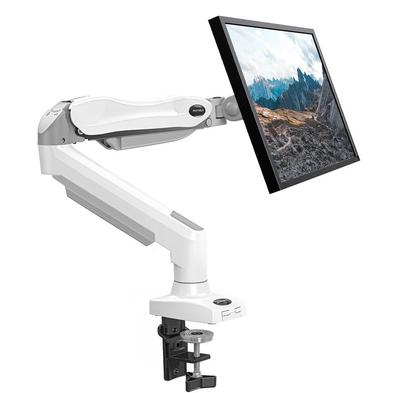 HUANUO Dual/Single Monitor Stand - Grommet Mounting Base for 13''-32'' Screens - Each Arm Holds 4.4 to 19.8Lbs-Full Adjustable Monitor Desk Mount Swivel Vesa Bracket with C Clamp