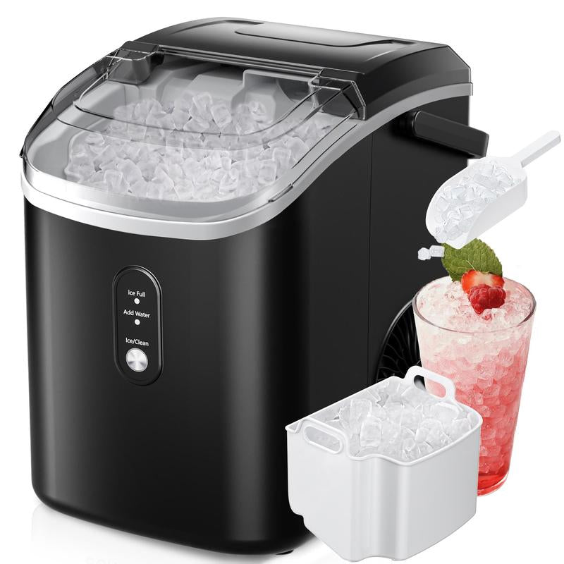 EUHOMY Nugget Ice Makers Countertop, Pebble Ice Maker Machine with 35Lbs/24H&33Lbs/24H Soft Ice, Self-Cleaning Sonic Ice Maker with Ice Scoop&Basket, Utensils, Pellet Ice Maker for Home/Kitchen/Office